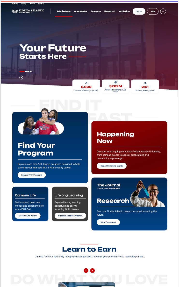 Preview of the forthcoming university homepage